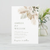 ボホセージ緑とパンパ結婚スグラス 招待状 (スタンド正面)