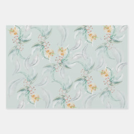 ボホセージ緑の水の色のユーカリ咲き ラッピングペーパーシート