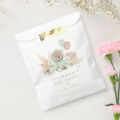 ボホセージ緑テディベアベビーシャワー優先バッグ フェイバーバッグ (封をした状態)