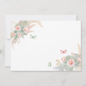 ボホセージ緑ピンクキンセアニラ日付を保存 招待状 (裏面)