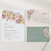 ボホセージ赤面ピンクフローラ結婚式招待状 招待状