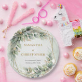 ボホセージ離れユーカリ金ゴールド結婚グリッター ペーパープレート (パーティー)