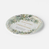 ボホセージ離れユーカリ金ゴールド結婚グリッター ペーパープレート (アングル)