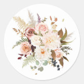 ボホソフトカラーバラ白結婚花 ラウンドシール (正面)