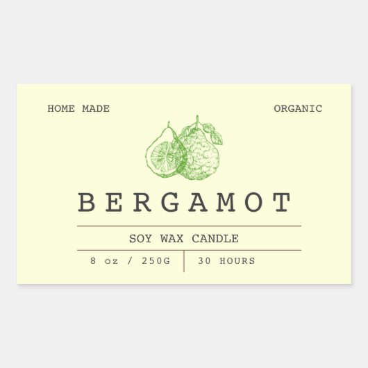 ボホソフトグリーンエレガントベルガモットキャンドルラベル 長方形シール (正面)