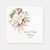 ボホソフトバラ/白結婚花 スタンダードカクテルナプキン (正面)