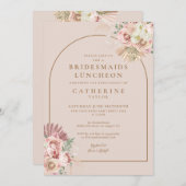 ボホソフトピンクパンパスグラスブリデスメイドスランチョン 招待状 (正面/裏面)