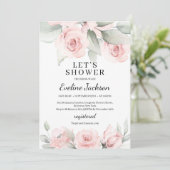 ボホソフトピンクフローラと緑ブライダルシャワー 招待状 (スタンド正面)