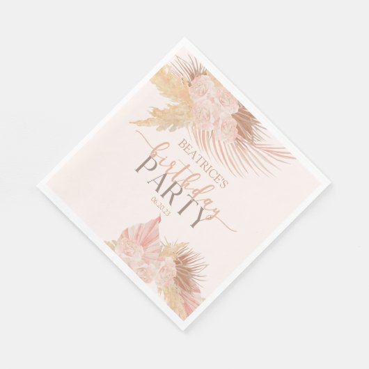ボホソフトピンクフローラ花誕生会 スタンダードランチョンナプキン (角)