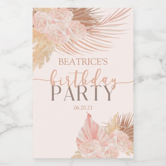 ボホソフトピンクフローラ花誕生会 ワインラベル (シングルラベル)