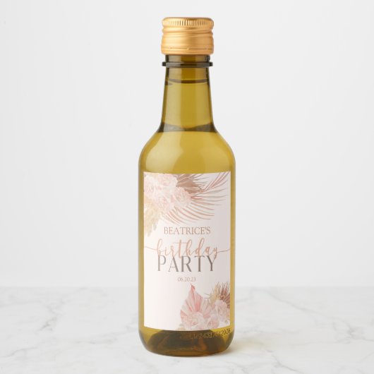 ボホソフトピンクフローラ花誕生会 ワインラベル (正面)