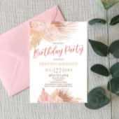 ボホソフトピンクフローラ花誕生日パーティー 招待状