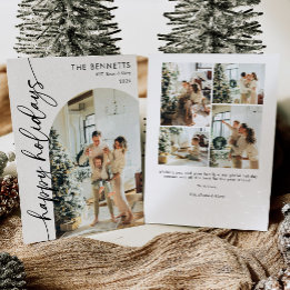 ボホタイポグラフィハッピーホリデイズアーチフォト シーズンカード