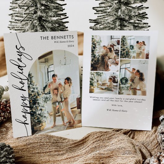 ボホタイポグラフィハッピーホリデイズアーチフォト シーズンカード