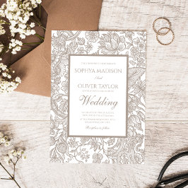 ボホタウペ秋ラインアートワイルドフラワー 招待状