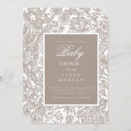 ボホタウペ秋ラインアートワイルドフラワー 招待状