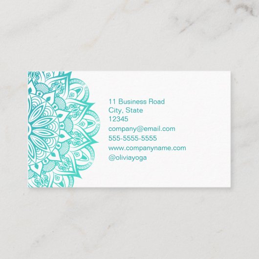 ボホターコイズとティール(緑がかった色)ヨガインストラクター曼荼羅 名刺 (裏面)