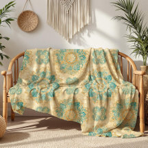 ボホターコイズアンドサンドベージュマンダラ