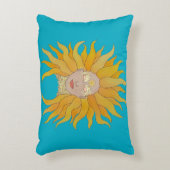 ボホターコイズイエロー金ゴールドサンインスパイアクッション アクセントクッション (正面(垂直))