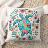 ボホターコイズフローラウミガメ – 沿岸 クッション (ブランケット)