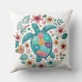 ボホターコイズフローラウミガメ – 沿岸 クッション (裏面)