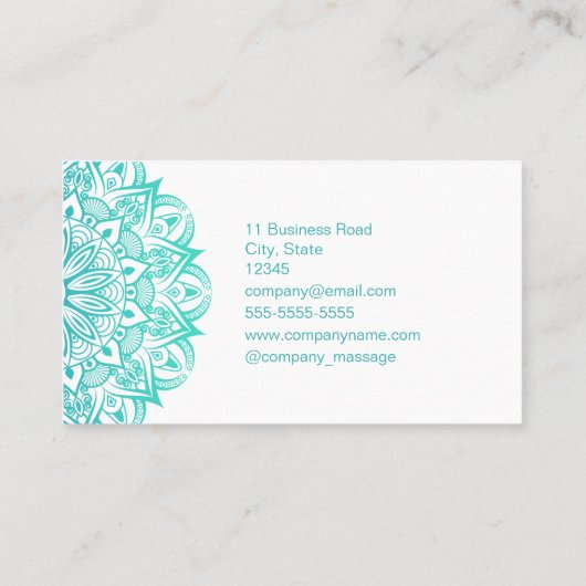 ボホターコイズマンダラマッサージセラピスト 名刺 (裏面)