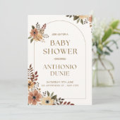ボホターコイズ秋秋フローラガールベイビーシャワー 招待状 (スタンド正面)