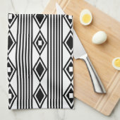 ボホダイヤモンドストライプ白黒 キッチンタオル (四つ折り)