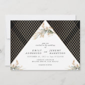 ボホダイヤモンドフォイルオニックスデコ金ゴールドユーカリ 招待状 (正面)