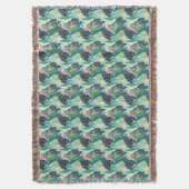 ボホダスティグリーンセージ緑のネイビーブルー熱帯の太陽 スローブランケット (正面縦)