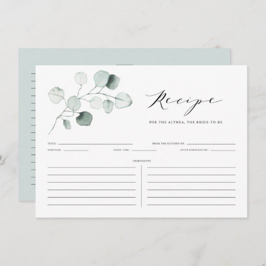 ボホダスティグリーンユーカリ葉スシャワーレシピ エンクロージャーカード (正面/裏面)