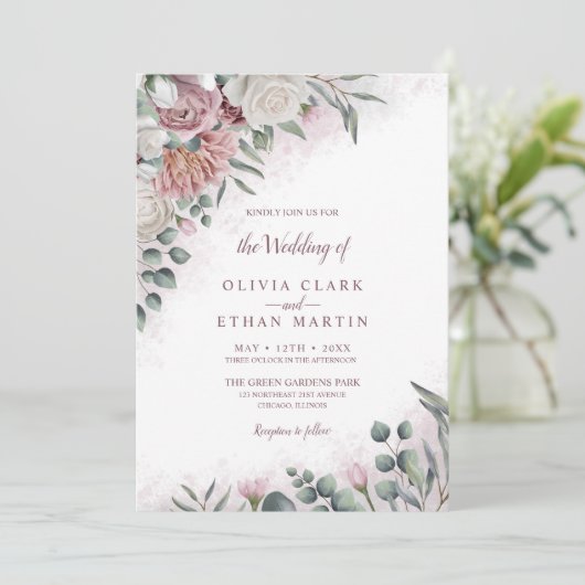 ボホダスティバラウォーターカラー素朴フローラ 招待状 (スタンド正面)