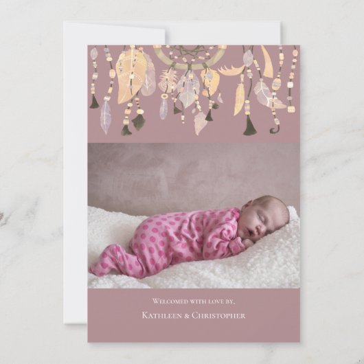 ボホダスティバラドリームキャッチャー写真誕生発表 案内状 (裏面)