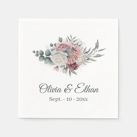 ボホダスティバラフローラブーケ スタンダードカクテルナプキン (正面)