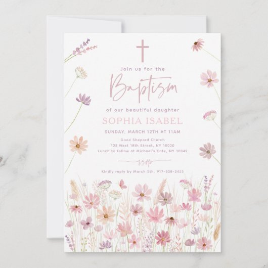 ボホダスティバラワイルドフラワーバプテスマ 招待状 (正面)