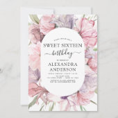 ボホダスティパープルスウィート16誕生日フローラ 招待状 (正面)