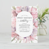 ボホダスティパープルスウィート16誕生日フローラ 招待状 (スタンド正面)