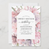ボホダスティパープルスウィート16誕生日フローラ 招待状 (正面)