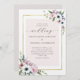 ボホダスティピンクアネモンバラフローラ結婚フレーム 招待状