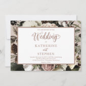 ボホダスティピンクフローラブーケ結婚式招待状 招待状 (正面)