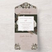 ボホダスティピンクフローラ結婚ブーケ オールインワン招待状 (内側)