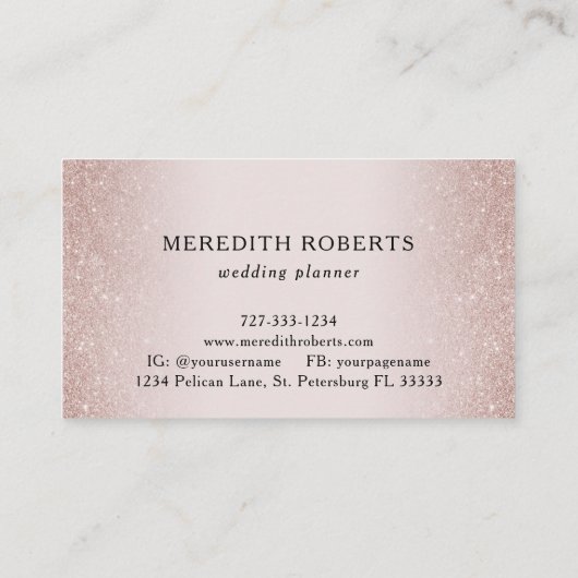 ボホダスティピンクローズ赤面グリッター名刺 名刺 (裏面)