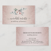 ボホダスティピンクローズ赤面グリッター名刺 名刺 (正面/裏面)