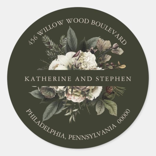 ボホダスティピンク結婚フローラ差出人住所 ラウンドシール (正面)