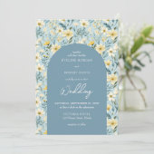 ボホダスティブルーとアイボリー野生の花アーチ 招待状 (スタンド正面)