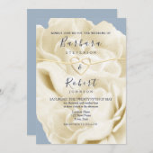ボホダスティブルーと金ゴールドフローラ結婚ズ 招待状 (正面/裏面)