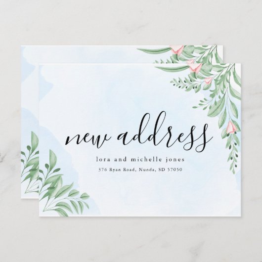 ボホダスティブルーシンプル新住所移動 案内ポストカード (正面/裏面)