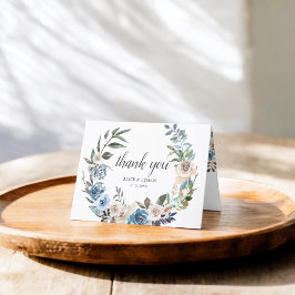 ボホダスティブルーニュートラル結婚フラワーズ サンキューカード