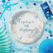 ボホダスティブルーバタフライジオメトリック誕生日 ペーパープレート (パーティー)