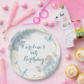 ボホダスティブルーバタフライジオメトリック誕生日 ペーパープレート (パーティー)